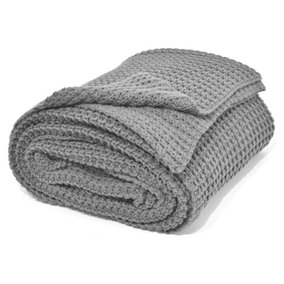 nielsen Alen Coarse Knitted Large Throw Blanket - Light Grey