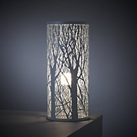 nielsen Arford Table Lamp Finished in Matt White Featuring Forest Effect Pattern
