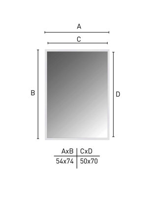 nielsen Armfield Metal Rectangle Wall Mirror, Matt Silver, 50 x 70cm