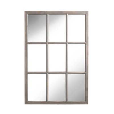 nielsen Austin Large Rustic Wooden Multi Panelled Window Mirror 95 x 65cm