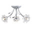 nielsen Barton Chrome 3 Light Fitting Featuring Glass Flower and Leaf Decoration, 44cm Wide