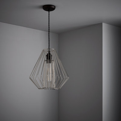 nielsen Easton Large Easy Fit, Non Electric Metal Pendant with Geometric Design, Finished in Chrome, 31cm Wide