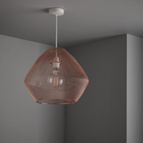 nielsen Emberley Retro Style Copper Metal Mesh Basket Style Ceiling Pendant, 36cm Wide