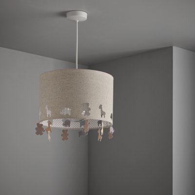 Nielsen Fareham Fun Children Nursery Cream Cotton Bedroom Pendant or Lamp Shade Creates Fun effect against the wall. DIY at B Q