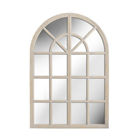nielsen Frances Large Rustic Wooden Multi Panelled Arched Window Mirror 95 x 65cm