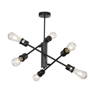 nielsen Hampshire Industrial 6 Light Ceiling Fitting With Adjustable Arms, Black, 56cm Wide