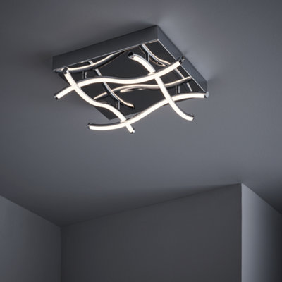 Nielsen Hursley Modern Square LED Ceiling Light - Contemporary Flush Mount, Warm White 3000 11w