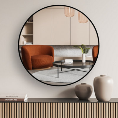 nielsen Jaron Aluminium Wall Mirror, Round  80cm - Black