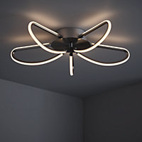 nielsen Liss 49cm Integrated 5 Way LED Ceiling Light with Contemporary Star Design, Satin Silver, 49cm Wide