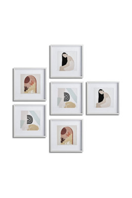 Set of 6 Poster Frames Modern Silver 30x40 cm with mounts / MDF