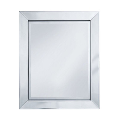 nielsen Rectangular Wall Mirror for Bedroom or Living Room with Glass Veneer Edge Frame - 60 x 49cm