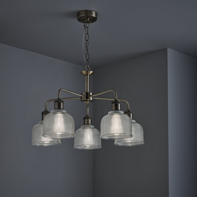 nielsen Shawford 5 Way Elegant Ceiling Light Chandelier, Antique Brass