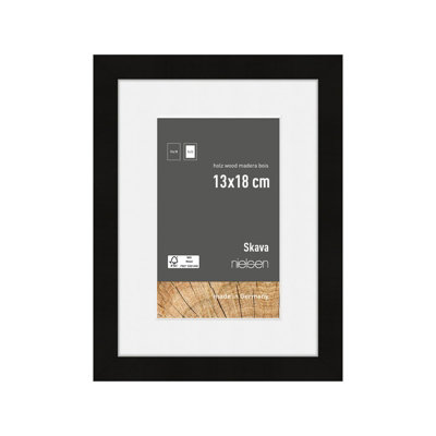 nielsen Skava 13 x 18cm Black Wooden Picture Frame With 9x13cm Mount at B&Q