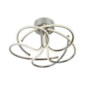 nielsen Stoke 5 Light Fitting, Infinity Swirl Design With Integrated Warm White LED, 38cm Wide