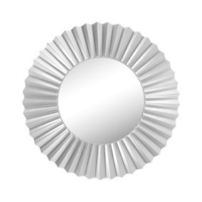 nielsen Sunburst Design Round Wall Mirror for Bedroom, Living Room or Hallway - Silver - 96cm