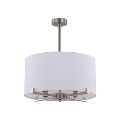 nielsen Twyford 4 Light Satin Silver Chandelier Featuring a White
