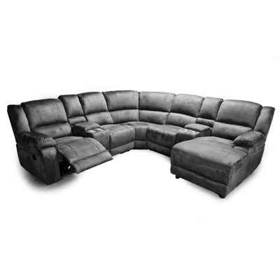 Nieve Electric Reclining 5 Seater Velvet Corner Sofa With Console