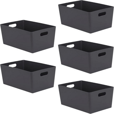 Plastic Storage Baskets,4 Pack Plastic Storage Baskets With Handles, Narrow