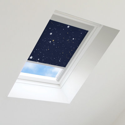 Night Sky Blackout Blind for Velux Roof Window Size M08 ,Silver Frames