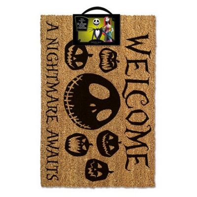 Nightmare Before Christmas A Nightmare Awaits Door Mat Brown/Black (One Size)