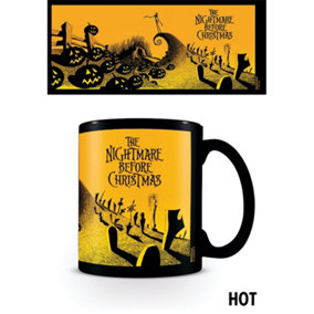 Nightmare Before Christmas Graveyard Scene Heat Changing Mug Black/Yellow (One Size)