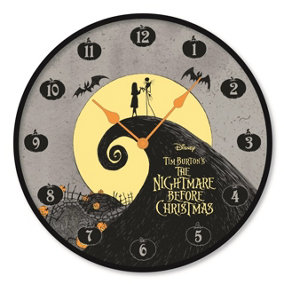 Nightmare Before Christmas Jack and Sally Wall Clock Black/Grey/Yellow (One Size)