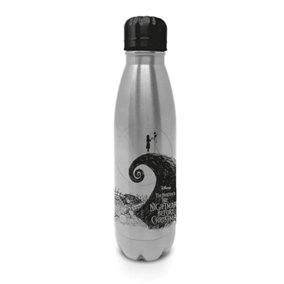 Nightmare Before Christmas Silhouette Metal Water Bottle Silver/Black (One Size)