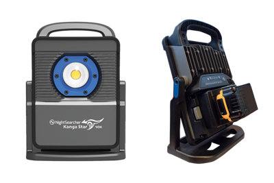 NightSearcher KangaStar 10K B,  10000 Lumens  100m Beam Worklight Powered by DeWalt, Milwaukee & Metabo Powertool Batteries
