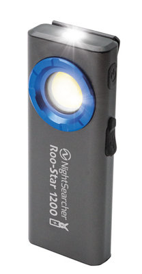 NightSearcher RooStar 1200 ,  1200 Lumens  2in1 Slim Rechargeable Worklight with Spotlight/Floodlight with Magnetic Clip