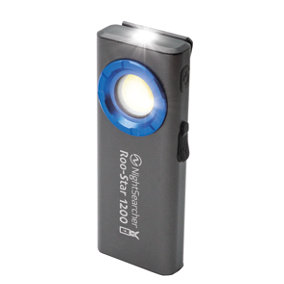NightSearcher RooStar 1200 ,  1200 Lumens  2in1 Slim Rechargeable Worklight with Spotlight/Floodlight with Magnetic Clip