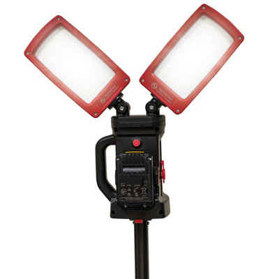 NightSearcher TwinStar Connect, 12,000 Lumens Twin Swivel Head Worklight Powered by Power Tool Batteries