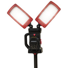 NightSearcher TwinStar Connect, 12,000 Lumens Twin Swivel Head Worklight Powered by Power Tool Batteries