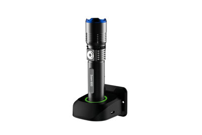 NightSearcher Zoom 600R - Heavy Duty Rechargeable Spot-to-Flood Torch with Charging Dock, 600 Lumens