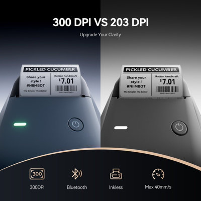 NIIMBOT B1 Pro 300dpi Bluetooth Thermal Label Printer Lake Blue Grey