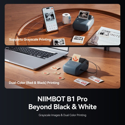 NIIMBOT B1 Pro 300dpi Bluetooth Thermal Label Printer Lake Blue Grey