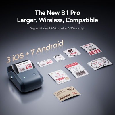 NIIMBOT B1 Pro 300dpi Bluetooth Thermal Label Printer Lake Blue Grey