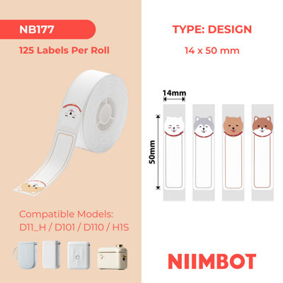 NIIMBOT D Range 14x50mm Cute Puppy B Thermal Labels, Roll of 125