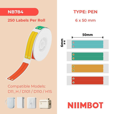 NIIMBOT D Range 6x50mm 2L Dino Land Thermal Labels, Roll of 250