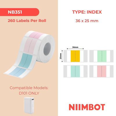 NIIMBOT D101 Only 25x36mm Summer Song Index Thermal Labels, Roll of 260