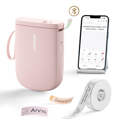NIIMBOT D11-H 300dpi Bluetooth Thermal Label Printer with Starter Roll Pink