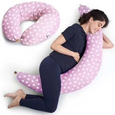Niimo XXL Pink & White Heart Pregnancy & Nursing Support Pillow