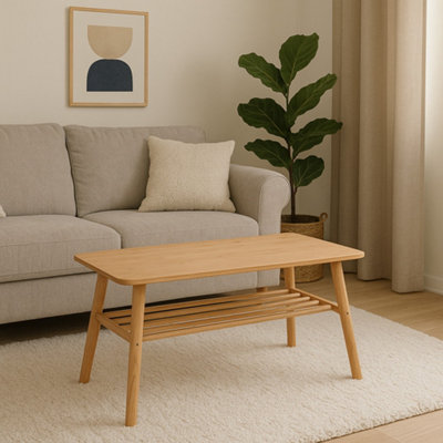 Nikko Bamboo Coffee Table With Shelf,Natural Bamboo DIY at B&Q