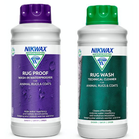 Nikwax Rug Wash & Proof Non-Detergent Equestrian & Dog Coat Cleaner Twin Pack (1 Litre)