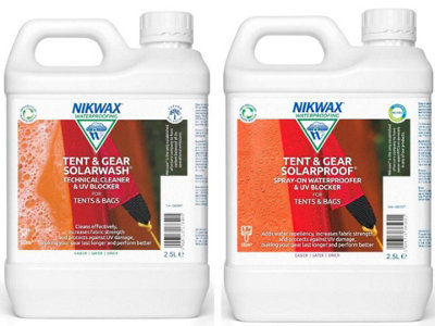 Nikwax Tent & Gear Solar Wash & Proof SPRAY-ON UV Cleaning & Waterproofing 2.5ltre Pack
