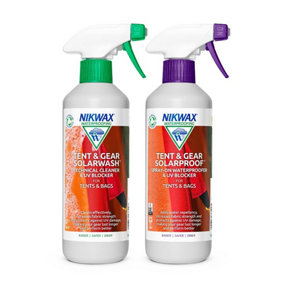 Nikwax Tent & Gear Solar Wash & Proof SPRAY-ON UV Cleaning & Waterproofing Pack