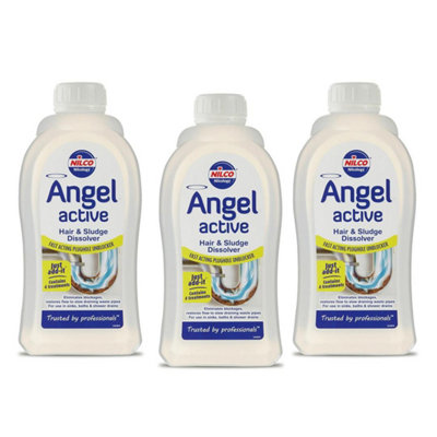 Nilco Angel Active 3L Hair Sludge Dissolver Fast Act Plughole Unblocker 3x1Litre