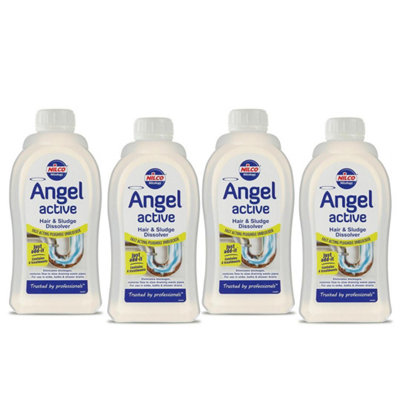 Nilco Angel Active 4L Hair Sludge Dissolver Fast Act Plughole Unblocker 4x1Litre