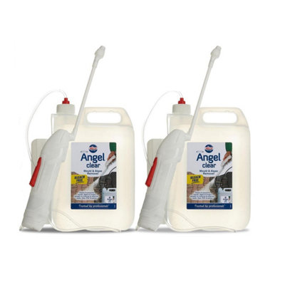 Nilco Angel Clear 10L Mould Algae Remover Cleaner Walls Tiles PVC Patios 2x 5L