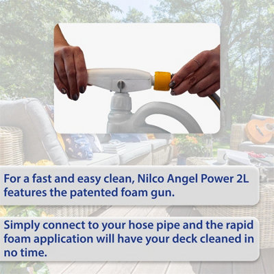 Nilco Angel Power 12L Garden Decking Cleaner Cleansing & Foam Gun Sprayer 6x 2L