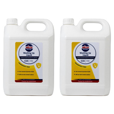 Nilco Bactericidal Washing Up Liquid - 5L x2 Grease Fat Dried Food Remover 10L